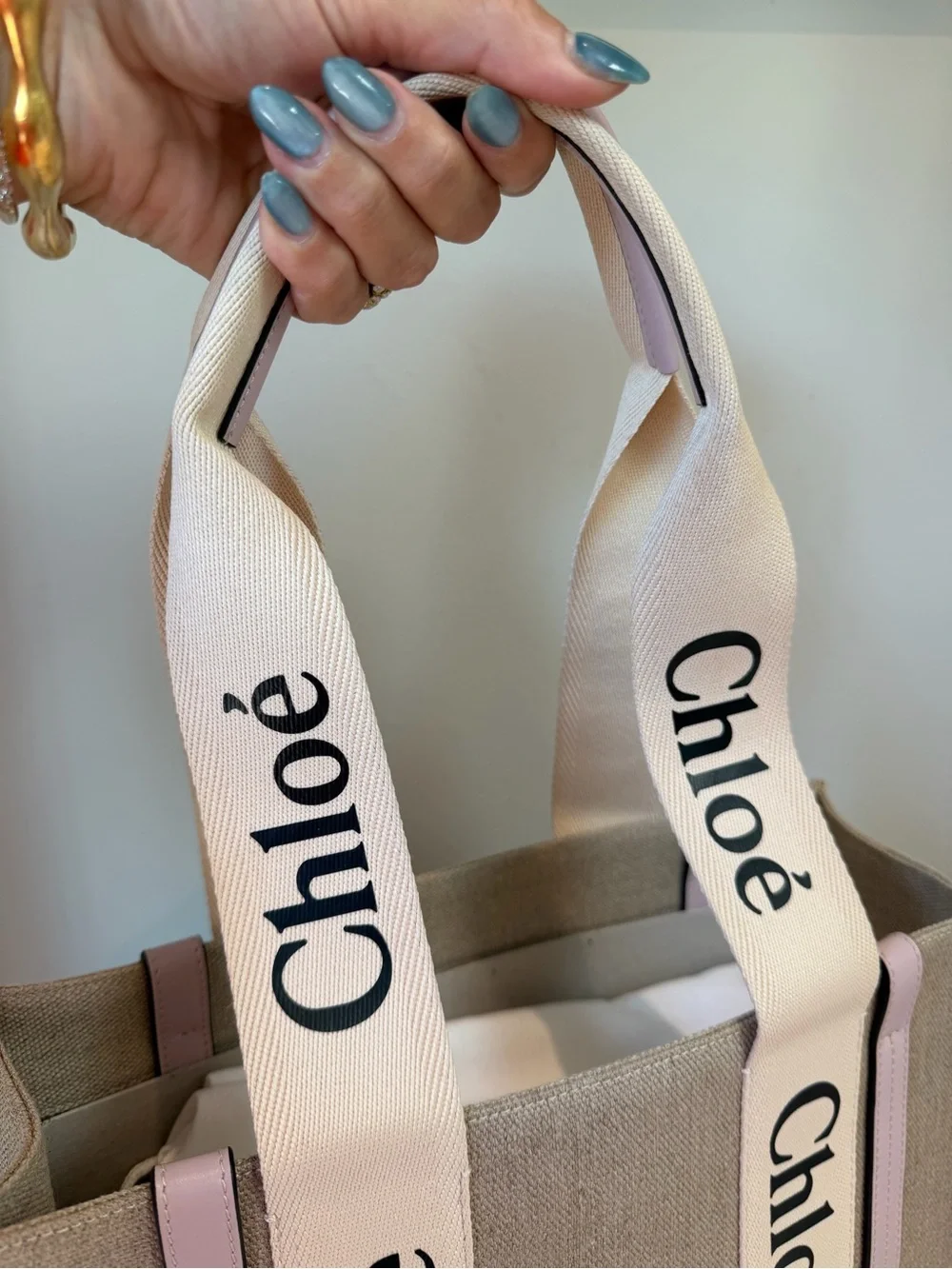New Chloe Woody Large Tote with lilac Trim COA Dusty